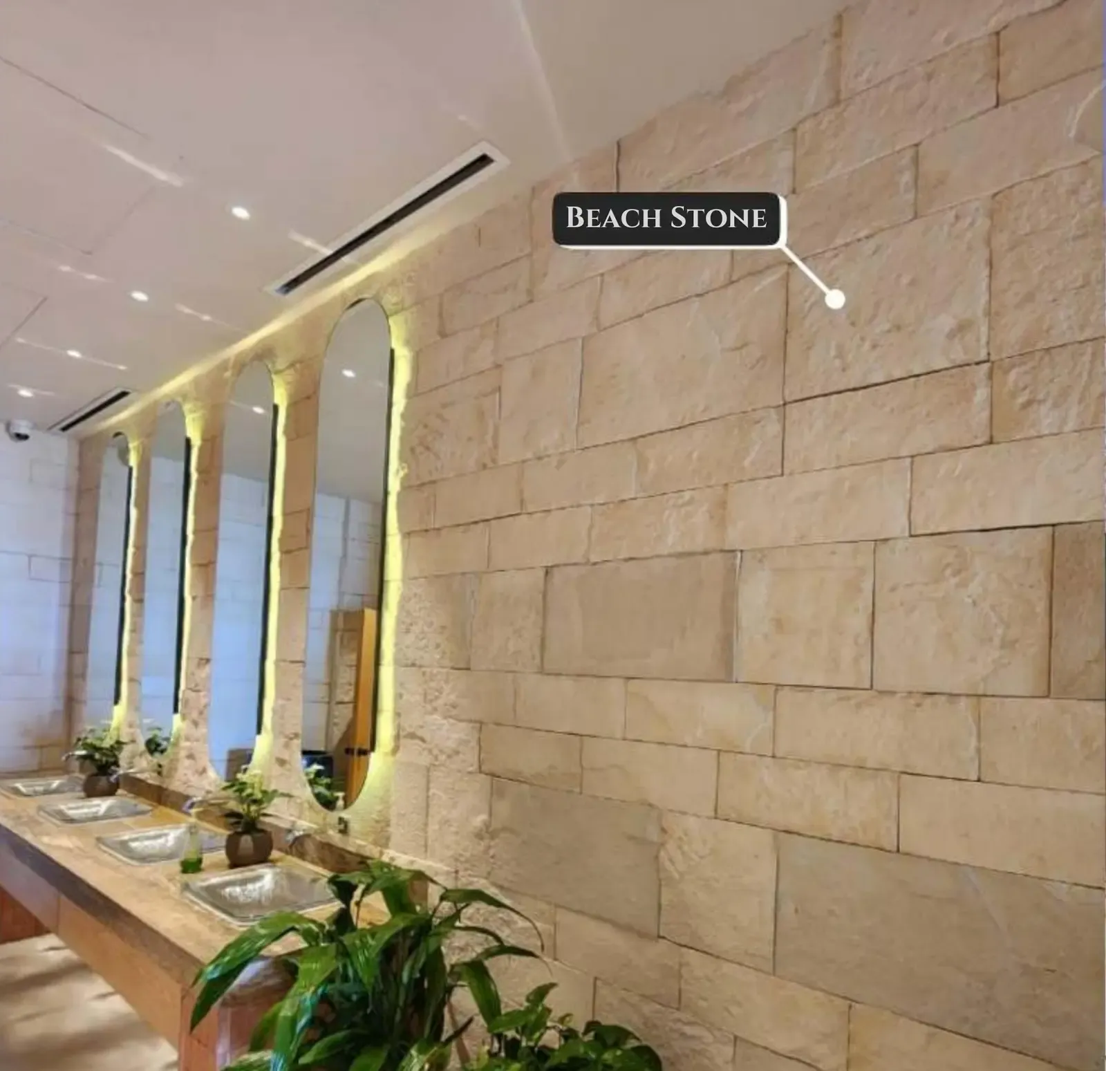 Beach Stone used on a interior colonnade — cladding supplied in Miami, FL