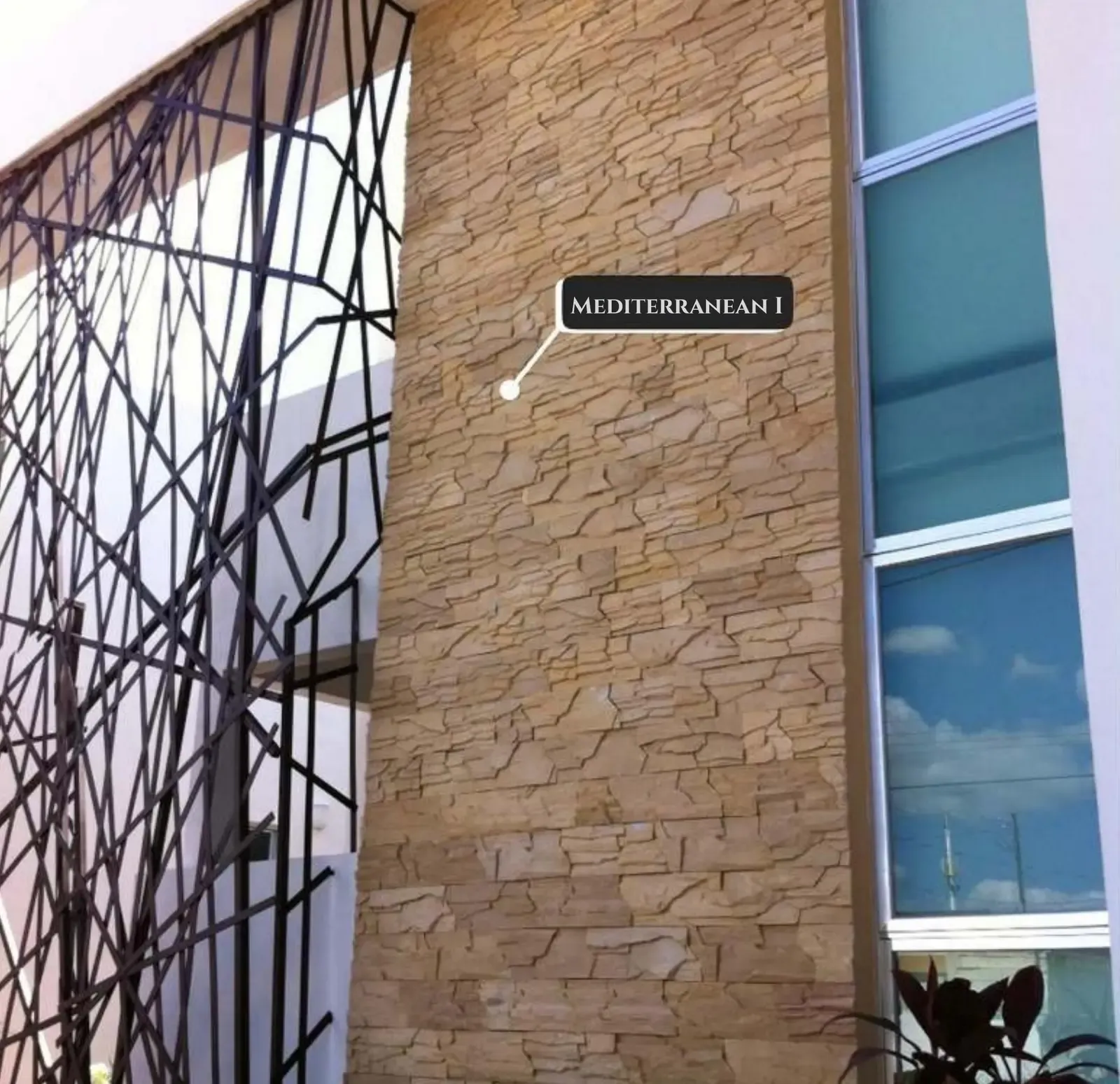 Manufactured stone veneer cladding on a modern Miami, FL home facade