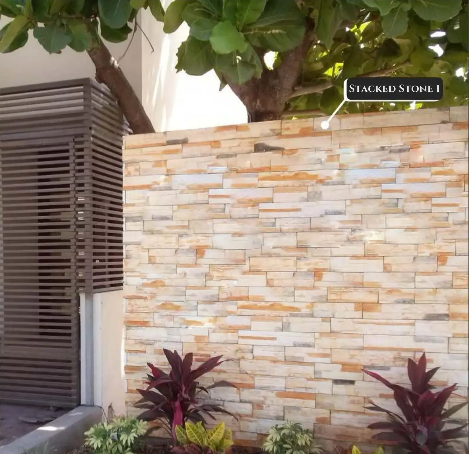 Stacked Stone I used on a garden wall — cladding supplied in Miami, FL