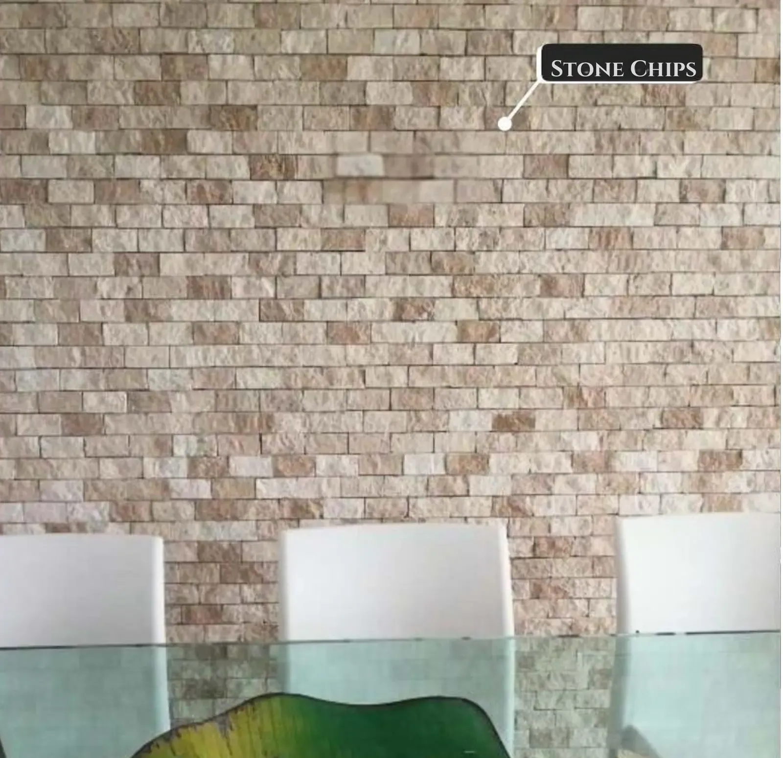 Stone Chips used on a interior accent wall — cladding supplied in Miami, FL