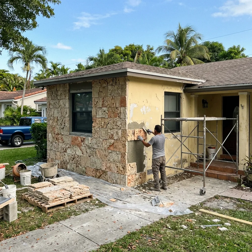 Miami Stone Veneer artisans at work